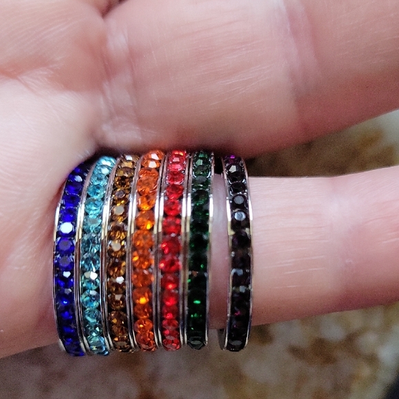 Stackable Multi-Color Ring Set Size 7.5 - Picture 2 of 5
